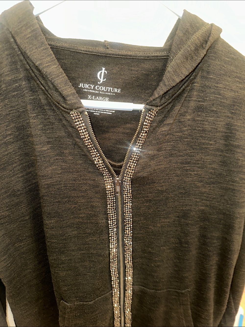 Juicy Couture Black Hooded Joggers with Beaded Zip Trim